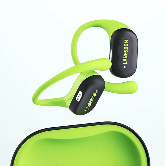 OPEN – Noise Cancelling, Wireless, Bluetooth Open Ended Sports Earphones - TS19 Black & Green