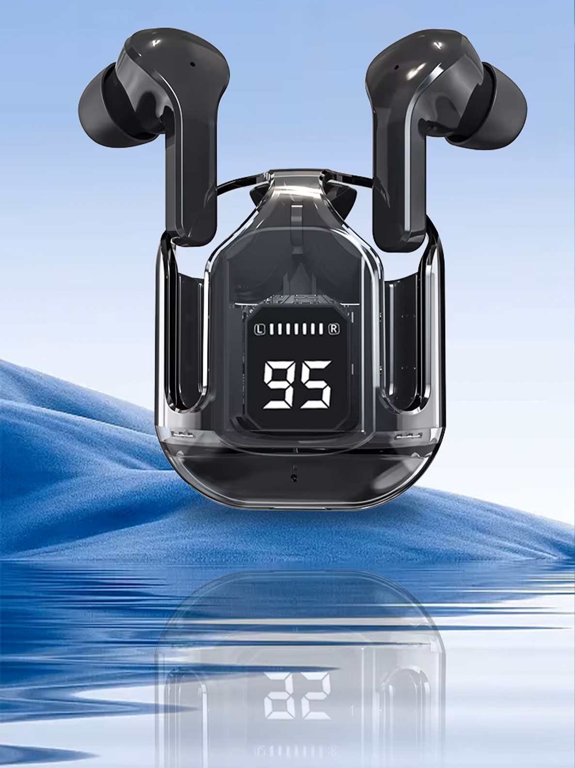 GHOST Noise Cancelling Bluetooth Earbuds - TN56A Black Transparent In-Ear Headphones